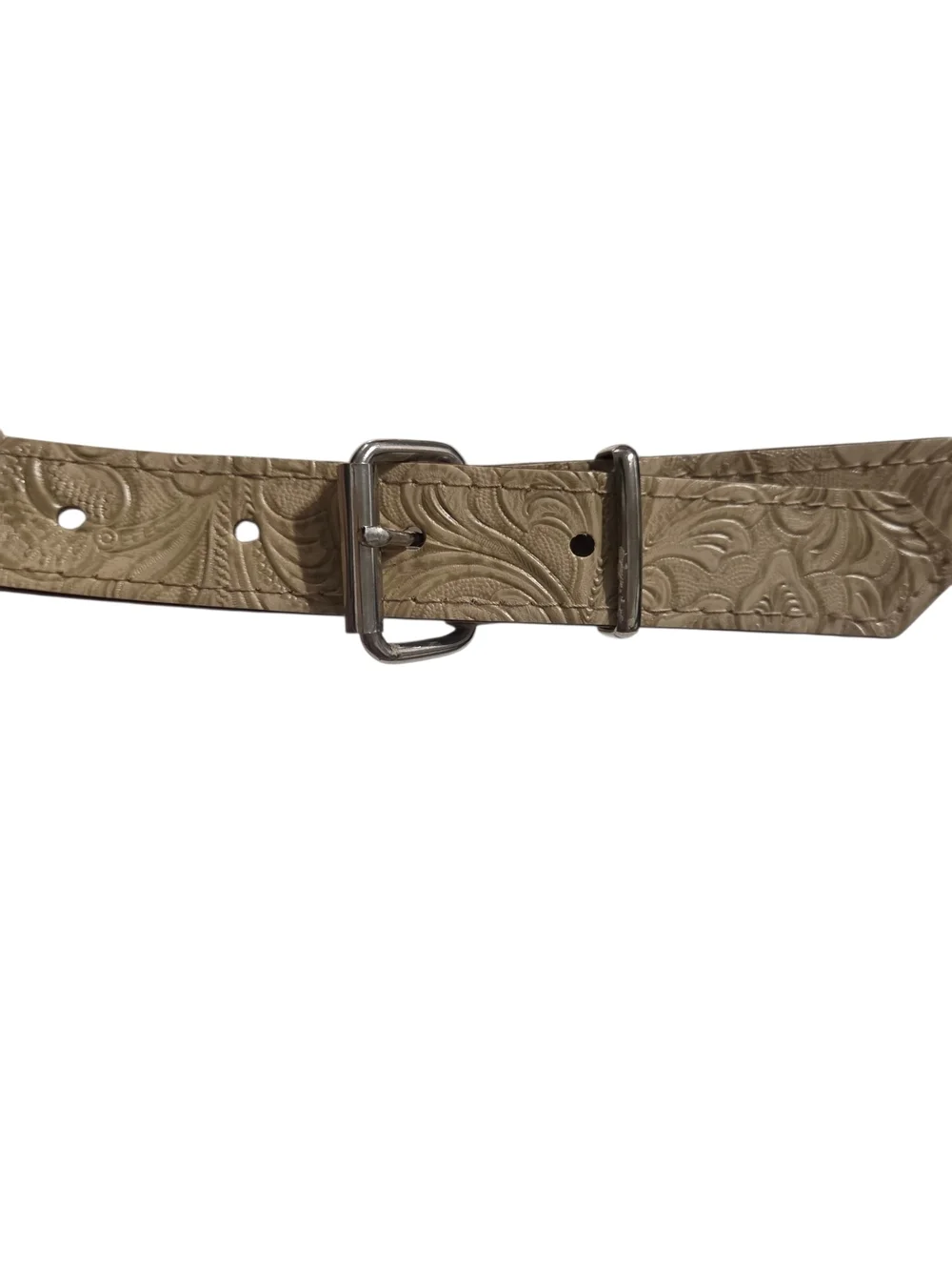 Vintage 80s Tan Embossed Wide Waist Belt Western Statement